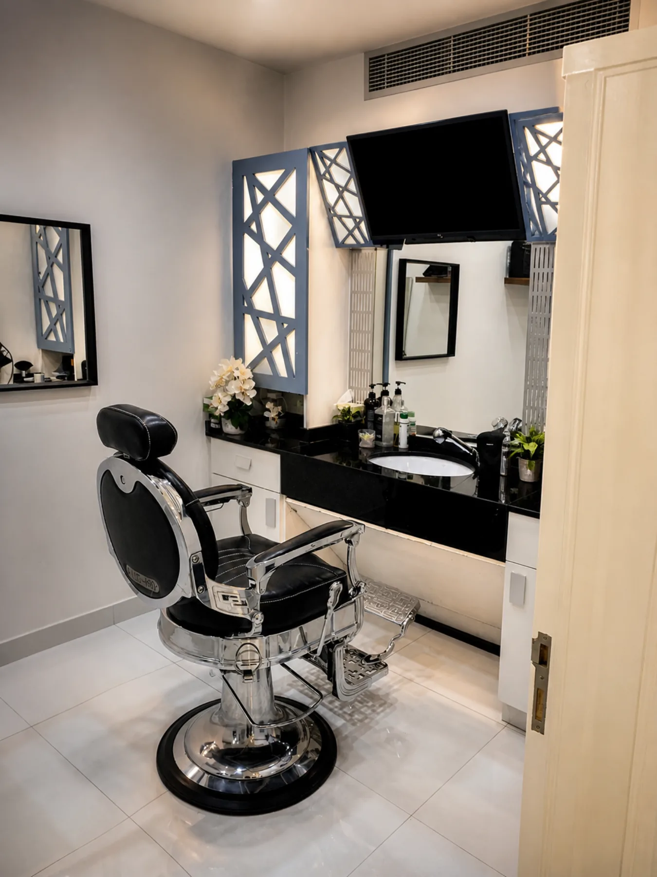 Barber room for haircut and beard grooming