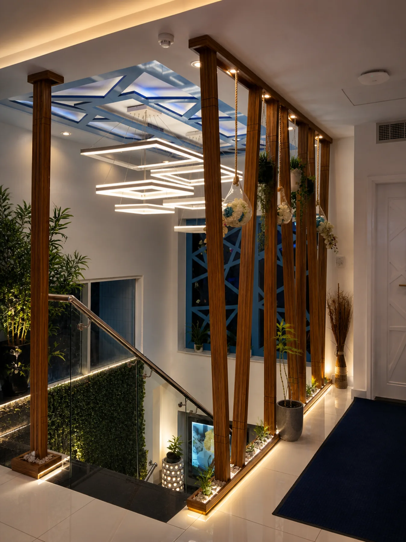 Decorated staircase inside Hide Park Spa
