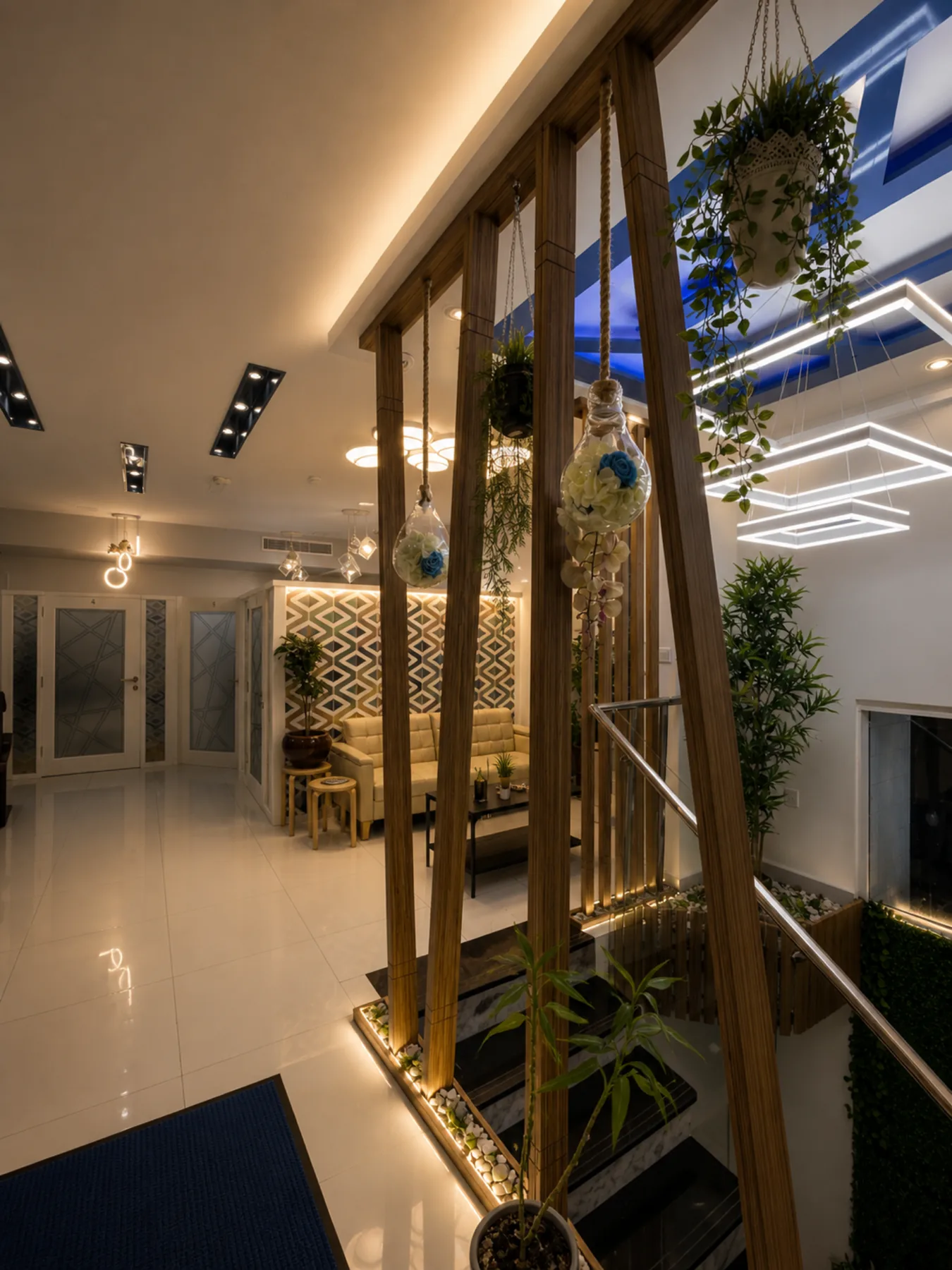Upper waiting area inside Hide Park Spa